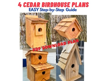 4 Modern Wooden Cedar Birdhouse Plans Instructions- Garden Decoration Plans - Outdoor Good Looking Birdhouse - Cedar Fence Picket