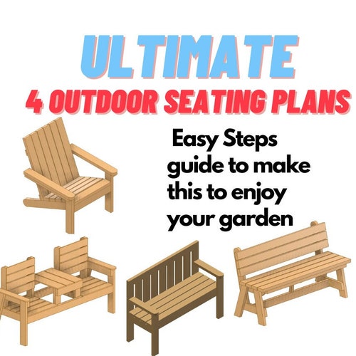 Outdoor Seating Chair Bench Plans Woodworking Plans 4 Etsy