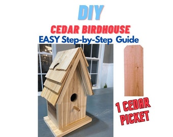 Modern Wooden Cedar Birdhouse Plan Instructions- Garden Decoration Plans - Outdoor Good Looking Birdhouse - Cedar Fence Picket