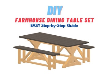 Farmhouse Rustic Modern Table & Bench Woodworking Plans - Easy Woodworking Projects Furniture for Your Home - Standard Lumber Project Plans