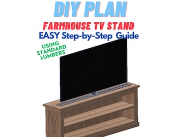 Farmhouse TV Stand Console Woodworking Plans - Easy Weekend Projects - Easy Step-by-Step Guide - Projects with Standard Lumber