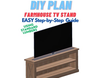 Farmhouse TV Stand Console Woodworking Plans - Easy Weekend Projects - Easy Step-by-Step Guide - Projects with Standard Lumber