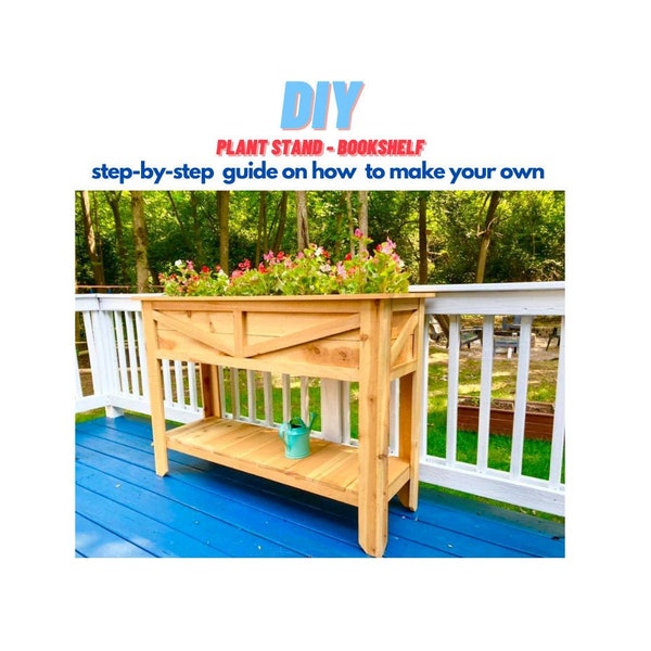 DIY Cedar Garden Planter with Storage Shelf / Elevated Garden Planter Plan / Outdoor Cedar Planter Blueprint / Instant Download