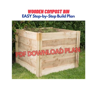 Kompostbehälter aus Holz Holzbearbeitungsprojektplan - Outdoor Garden Food Wast Kompostbehälter Anweisung Blueprint Plan - Einfache Wochenendprojekte