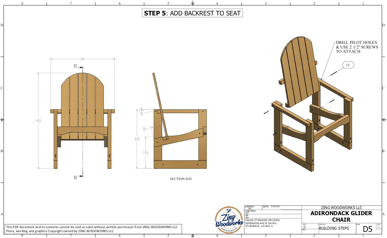 Easy Adirondack Glider Chair Plans Rocking Chair DIY Patio Etsy