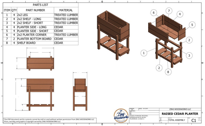 Garden Cedar Planter Woodworking Plans / Raised Outdoor Planter Box ...