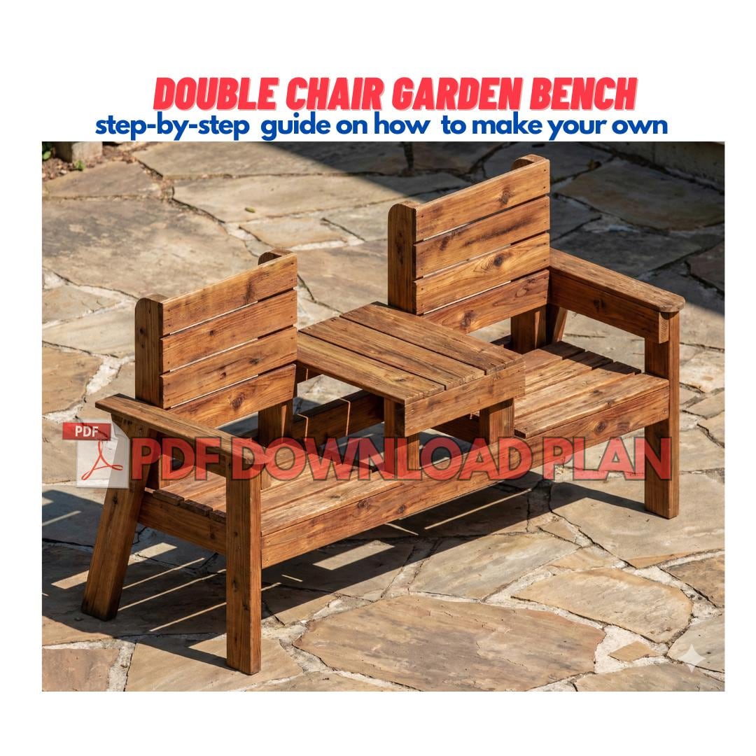 ダブルチェアガーデンベンチ - DIYパティオ芝生デッキガーデン屋外家具
