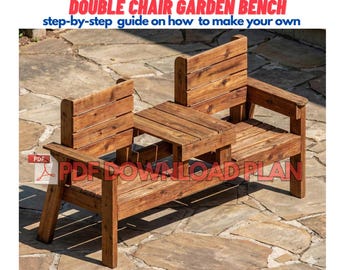 ダブルチェアガーデンベンチ - DIYパティオ芝生デッキガーデン屋外家具