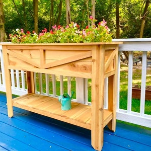 DIY Cedar Garden Planter with Storage Shelf / Elevated Garden Planter Plan / Outdoor Cedar Planter Blueprint / Instant Download image 2