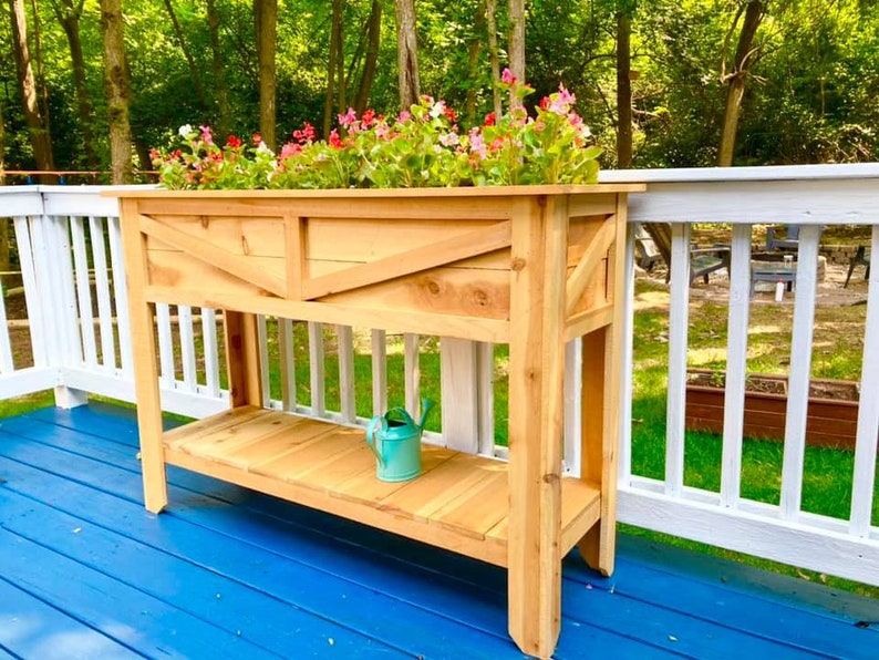 DIY Cedar Garden Planter with Storage Shelf / Elevated Garden Planter Plan / Outdoor Cedar Planter Blueprint / Instant Download image 2