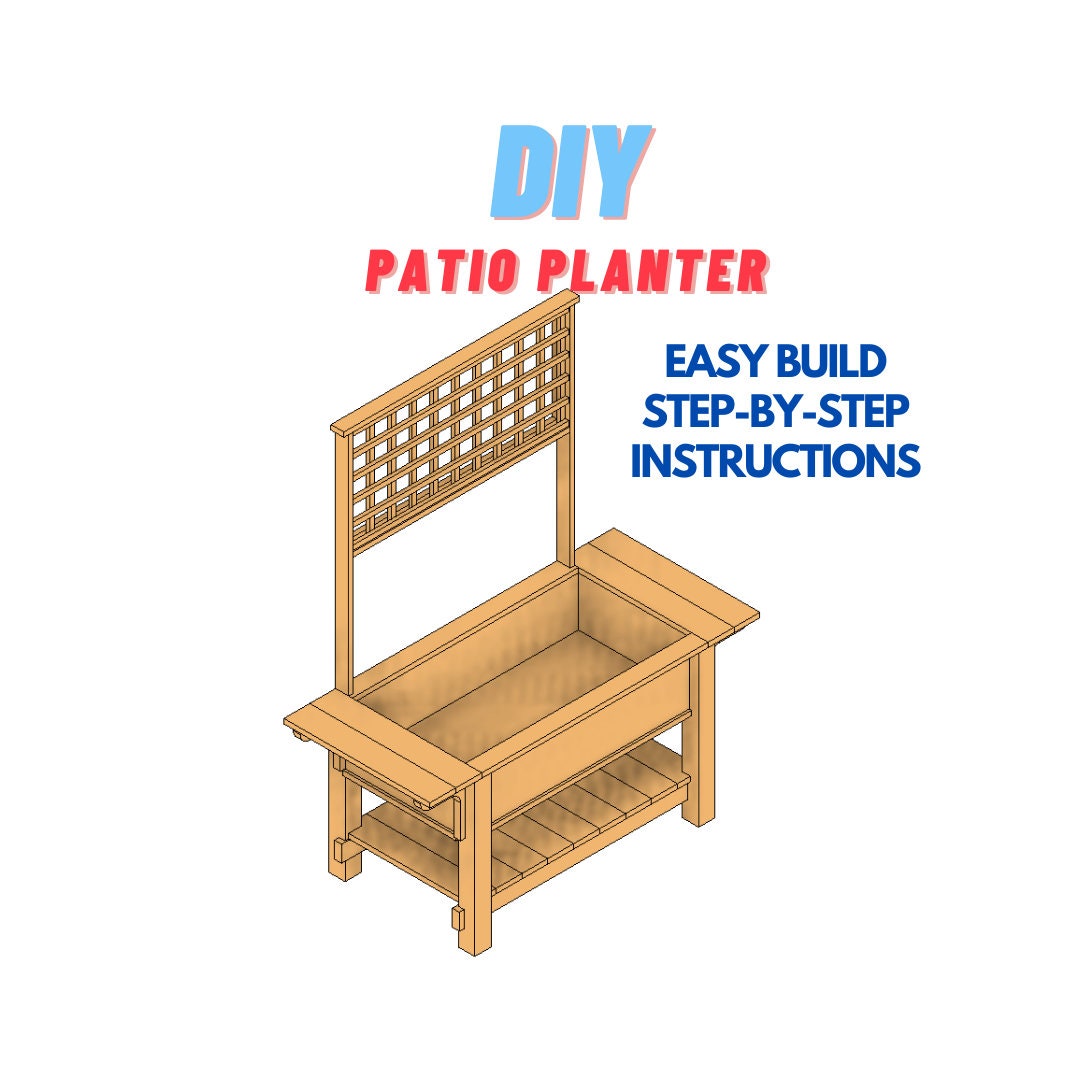 Garden Patio Planter Woodworking Plans / Raised Planter Box Etsy