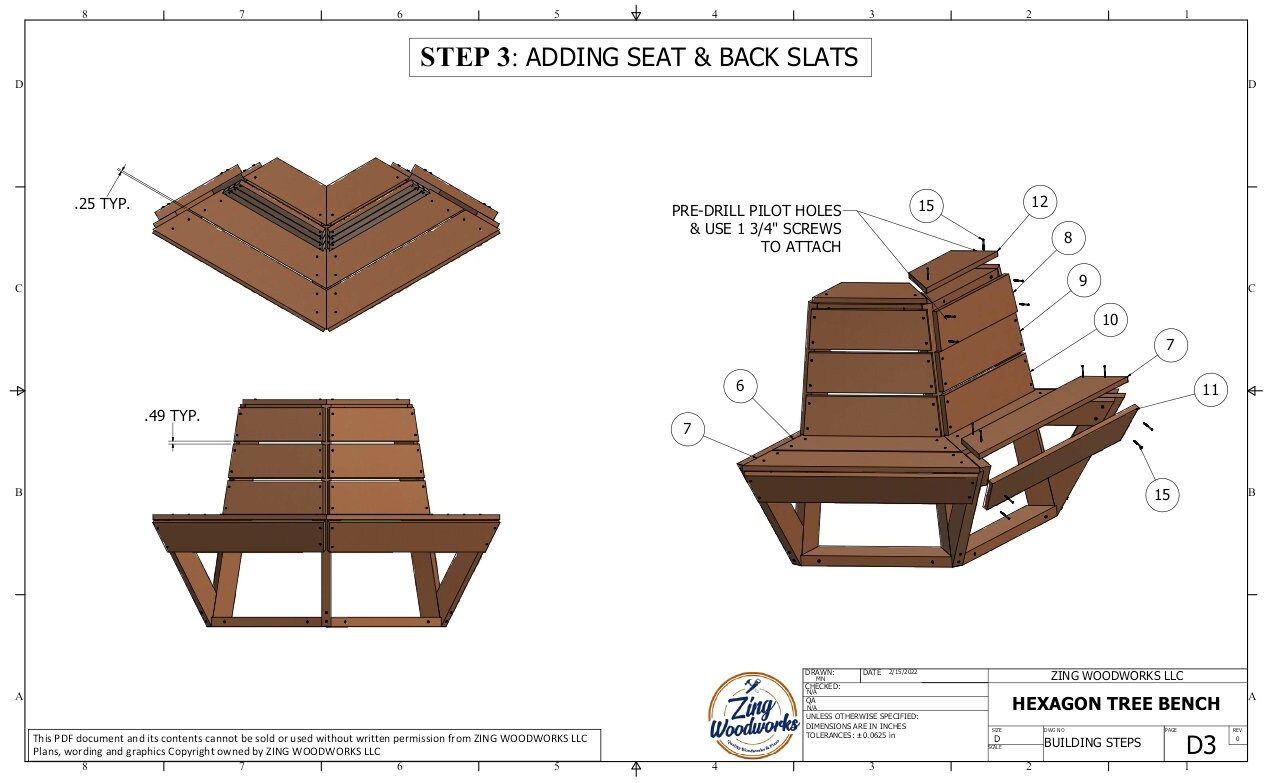 Hexagon Tree Bench DIY Patio Lawn Deck Garden Outdoor Etsy