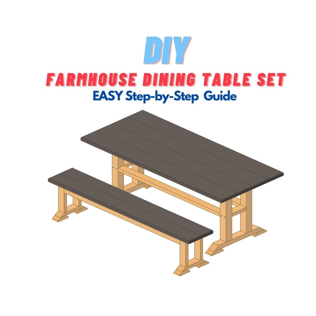 Farmhouse Rustic Modern Table & Bench Woodworking Plans Etsy
