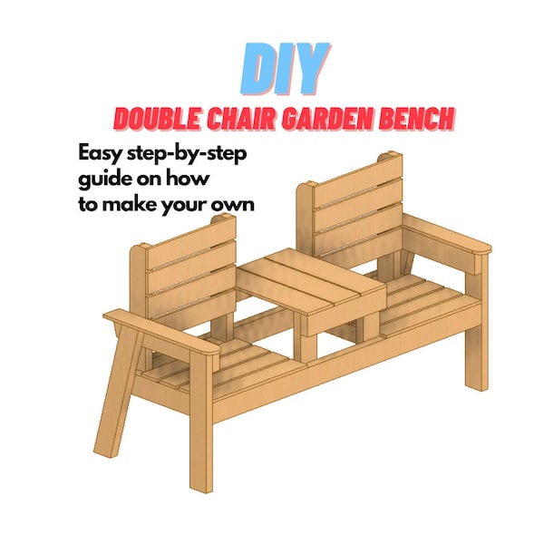 Double Chair Garden Bench - DIY Patio Lawn Deck Garden Outdoor Furniture - Easy Weekend Project - Zing Woodworks