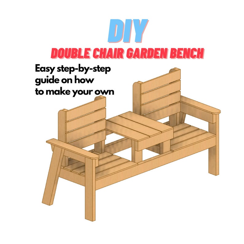 Double Chair Garden Bench DIY Patio Lawn Deck Garden Outdoor Furniture Easy Weekend Project Zing Woodworks image 1