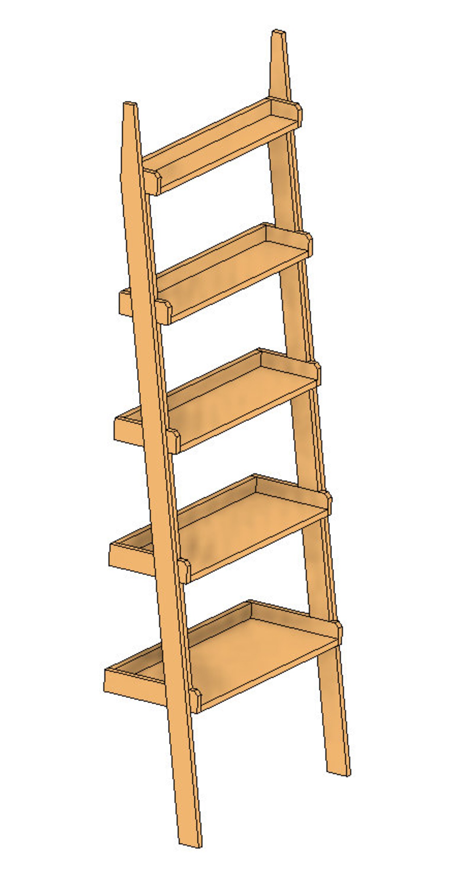 Farmhouse Leaning Ladder Book Shelf Woodworking Plans Easy Etsy