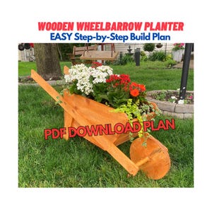 Hölzerne Schubkarre Pflanzpläne / Erhöhte Pflanzkiste / Pflanzkiste Pläne / Gartenkiste / Blumenpflanzer für Außen / Dekorativer Pflanzkasten
