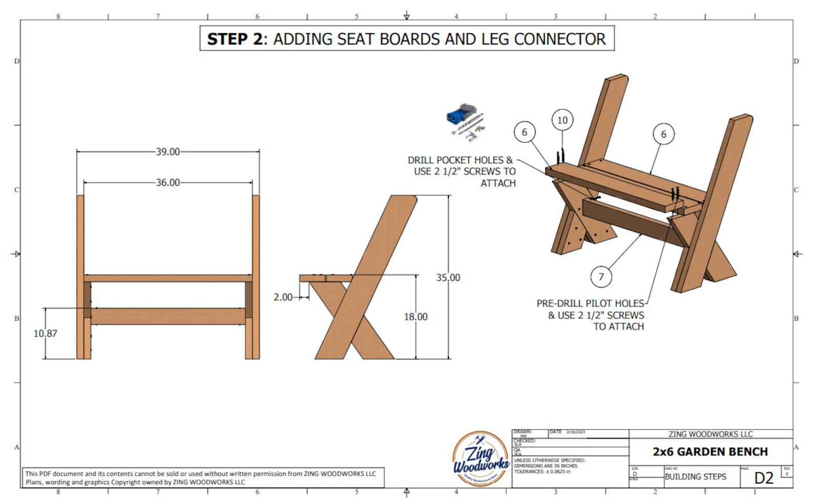 DIY 2x6 Leopold Outdoor Garden Bench Plans DIY Easy Woodworking Project