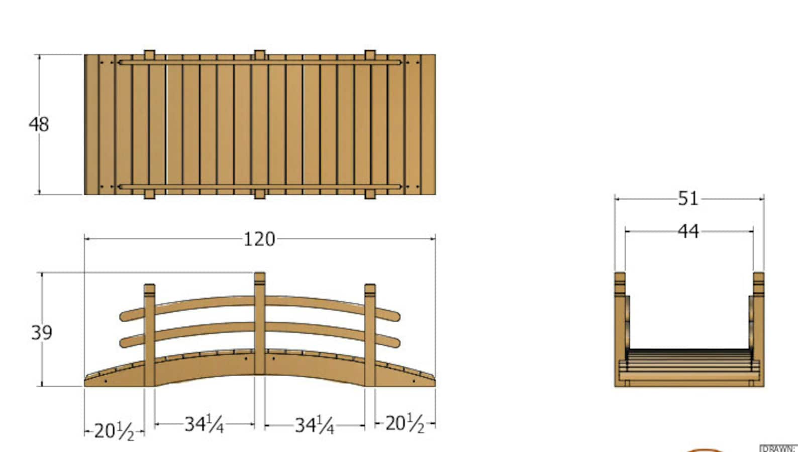 Arched Garden Bridge Woodworking Plan - Outdoor Garden Bridge ...