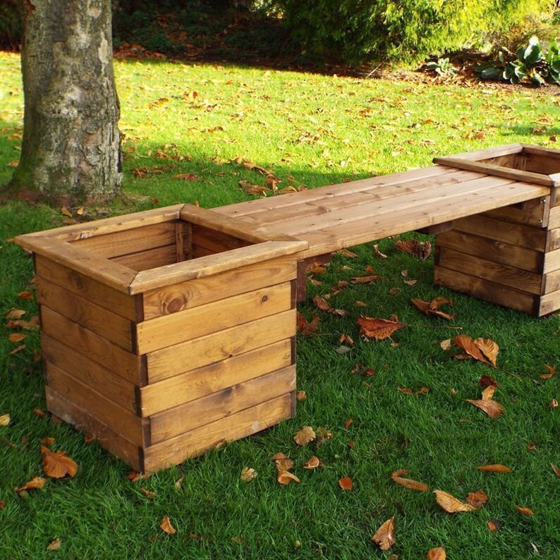 DIY Planter Bench Plans Easy Weekend Project Make From Etsy