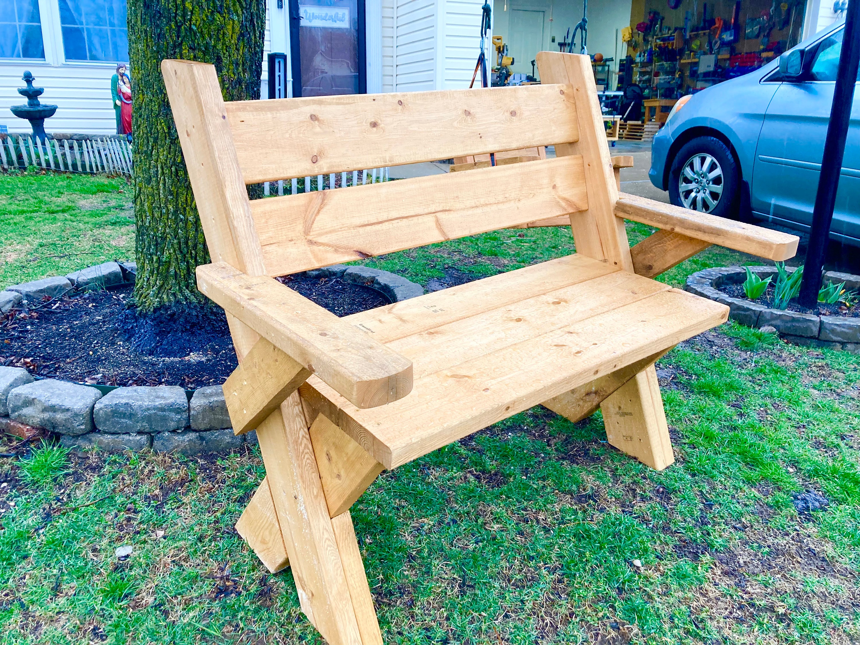 DIY 2x6 Leopold Outdoor Garden Bench Plans - DIY Easy Woodworking ...