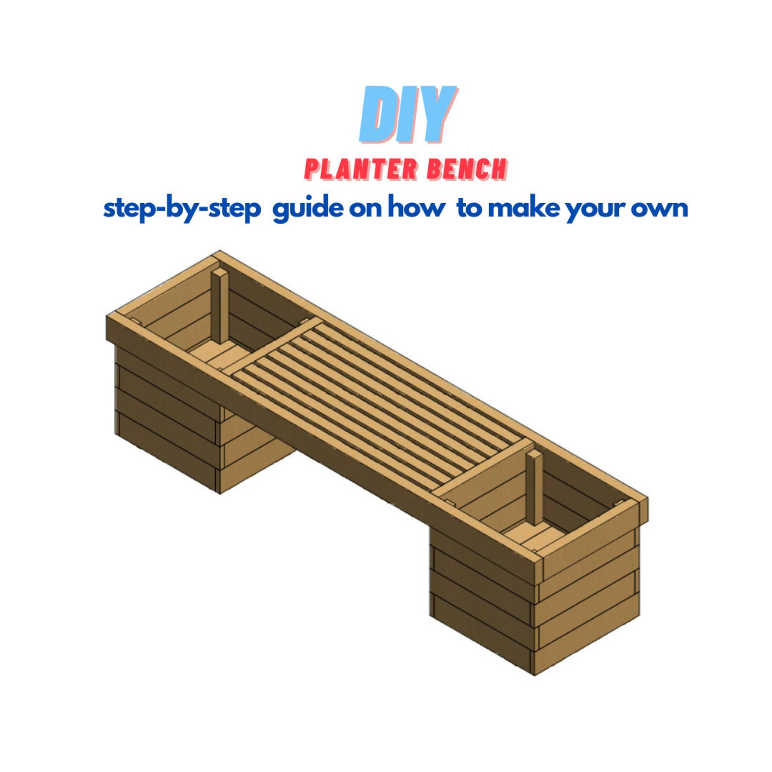 DIY Planter Bench Plans Easy Weekend Project Make From Etsy