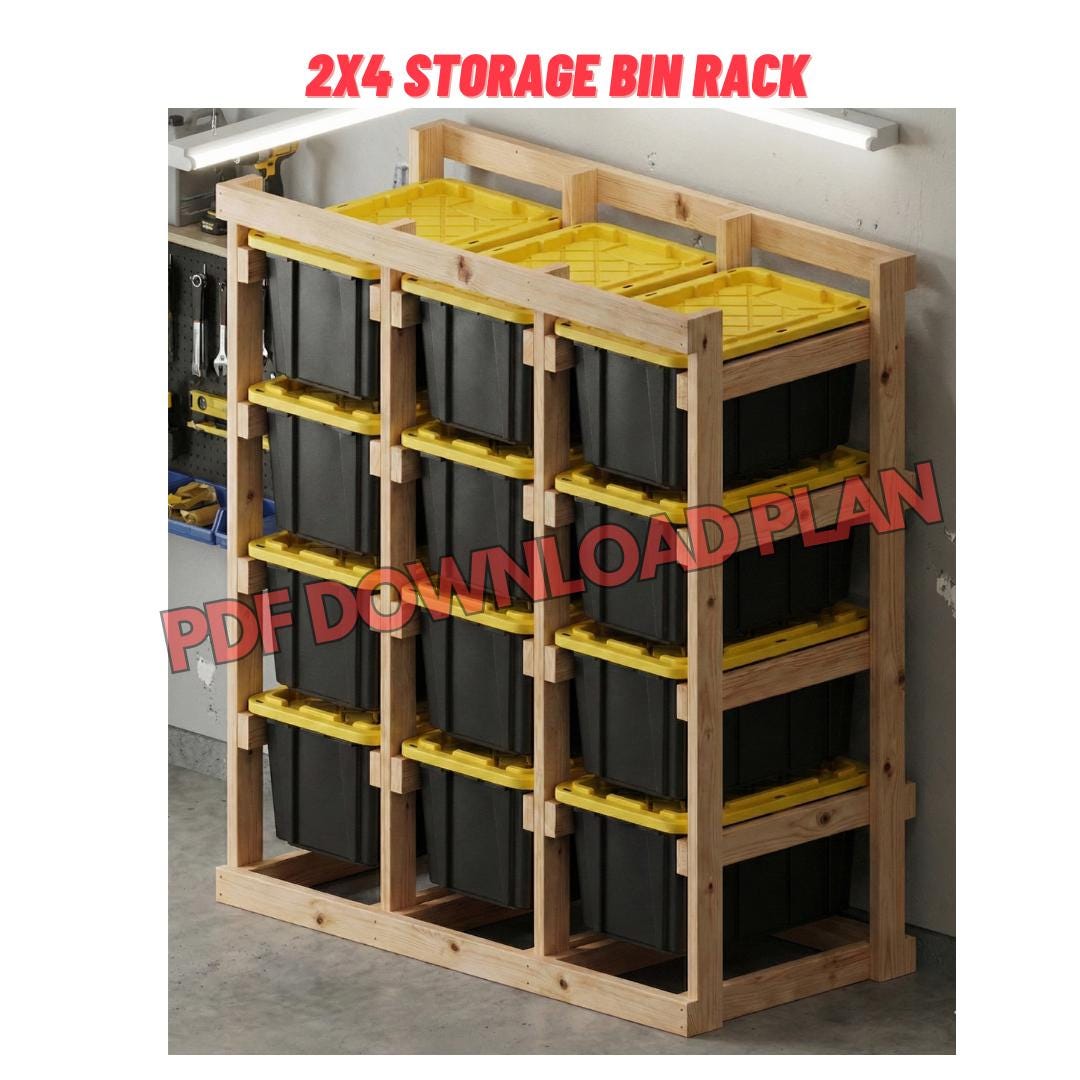 DIY 27-gallon Storage Bin Rack Plans | 12 Tote Capacity | Garage ...