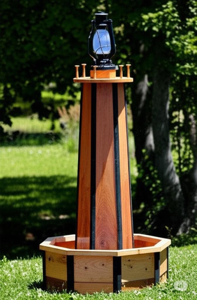 Garden Wooden Lighthouse With Planter Woodworking Plans - Easy Simple ...