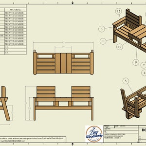 Double Chair Garden Bench DIY Patio Lawn Deck Garden Outdoor Furniture Easy Weekend Project Zing Woodworks image 3