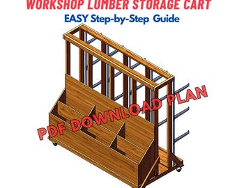 DIY Lumber Storage Cart Woodworking Plan - Shop Furniture Woodworking - Garage Shop Storage Organization - Woodworking Shop Project Plans