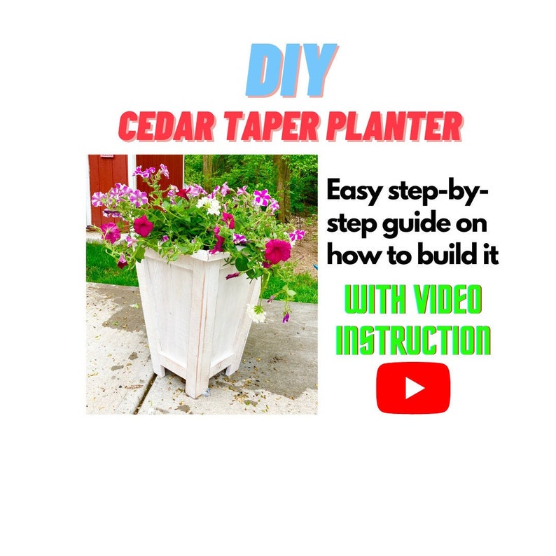 Cedar Taper Planter Plans / Garden Planter Plans / Flower Box Plans / Garden Plans / DIY Flower Box / Flower Box/ Entrance Planter image 1