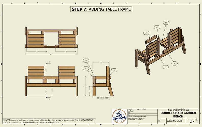 Double Chair Garden Bench DIY Patio Lawn Deck Garden Outdoor Furniture Easy Weekend Project Zing Woodworks image 5