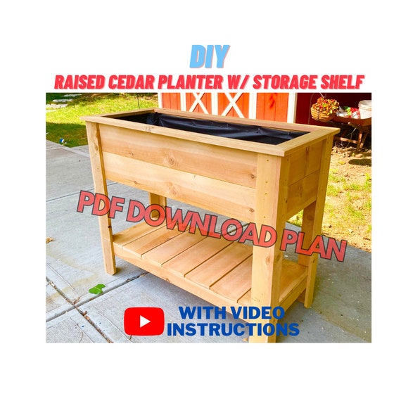 Tall Garden Cedar Planter Plans / Raised Planter Box / Planter Box Plans / Garden Box / Outdoor Planter / Garden bed / Elevated Garden Bed