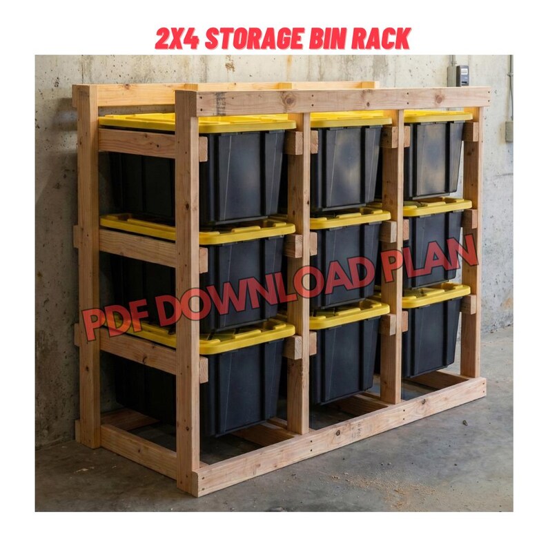 DIY 27-gallon Storage Bin Rack Plans | 9 Tote Capacity | Garage ...