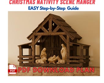 DIY Wooden Christmas Manger Nativity Scene Instruction Woodworking Plan - Wooden Holiday Christmas Gifts