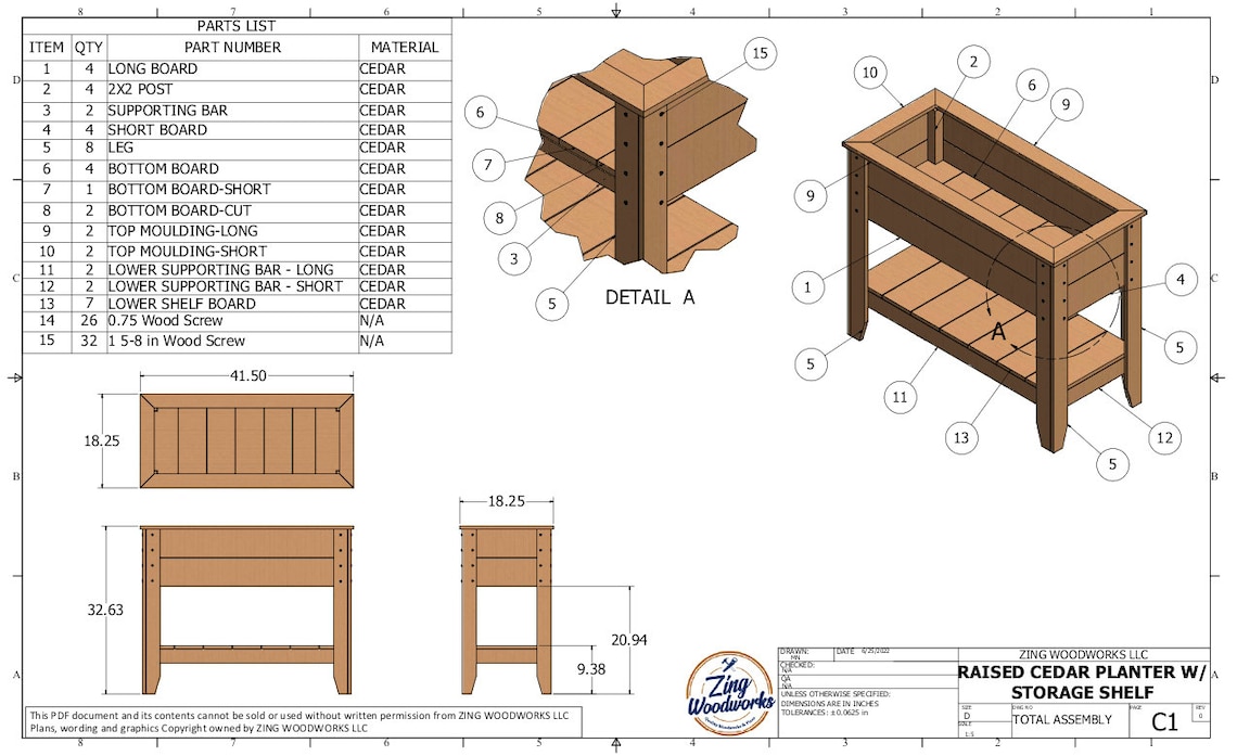 Tall Garden Cedar Planter Plans / Raised Planter Box / Planter - Etsy