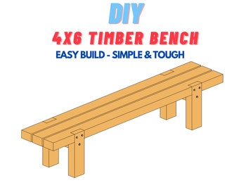DIY 4x6 Garden Timber Bench Plans - Easy Weekend Project - Make From Standard 4x6 Lumber - Zing Woodworks