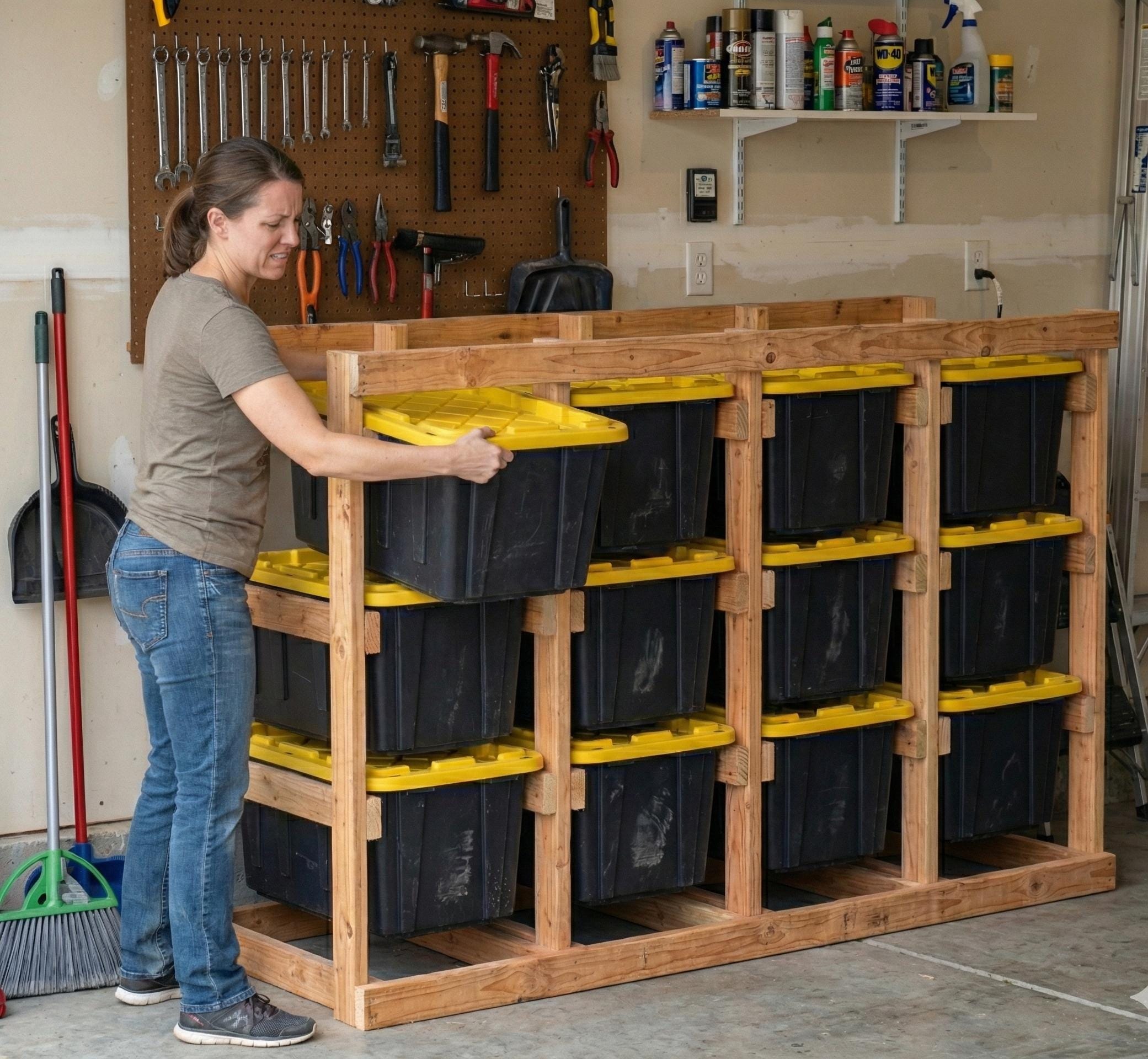 DIY 27-gallon Storage Bin Rack Plans | 12 Tote Capacity | Garage ...