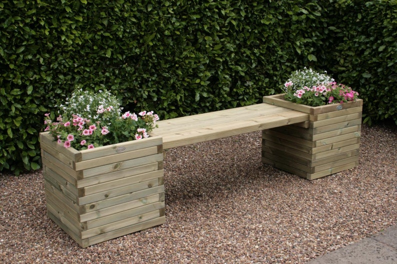 DIY Planter Bench Plans Easy Weekend Project Make From Etsy