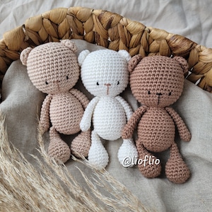 Baby Bär Teddy Flio gehäkelt amigurumi Baumwolle Spielzeug Kuscheltier Geschenk Baby Kind Geburtstag Weihnachten Deko Fotoshooting