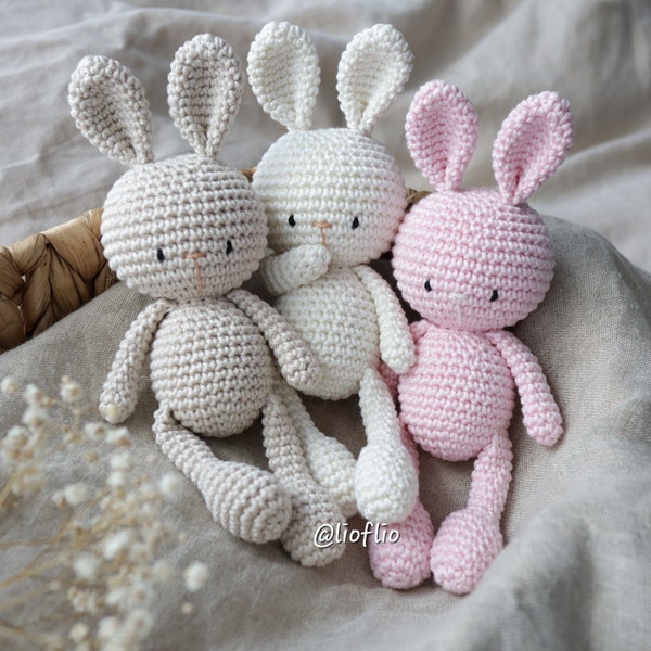 Baby Hase Bunny gehäkelt amigurumi  Baumwolle Spielzeug Kuscheltier Geschenk Baby Kind Geburtstag Weihnachten Ostern Deko Fotoshooting