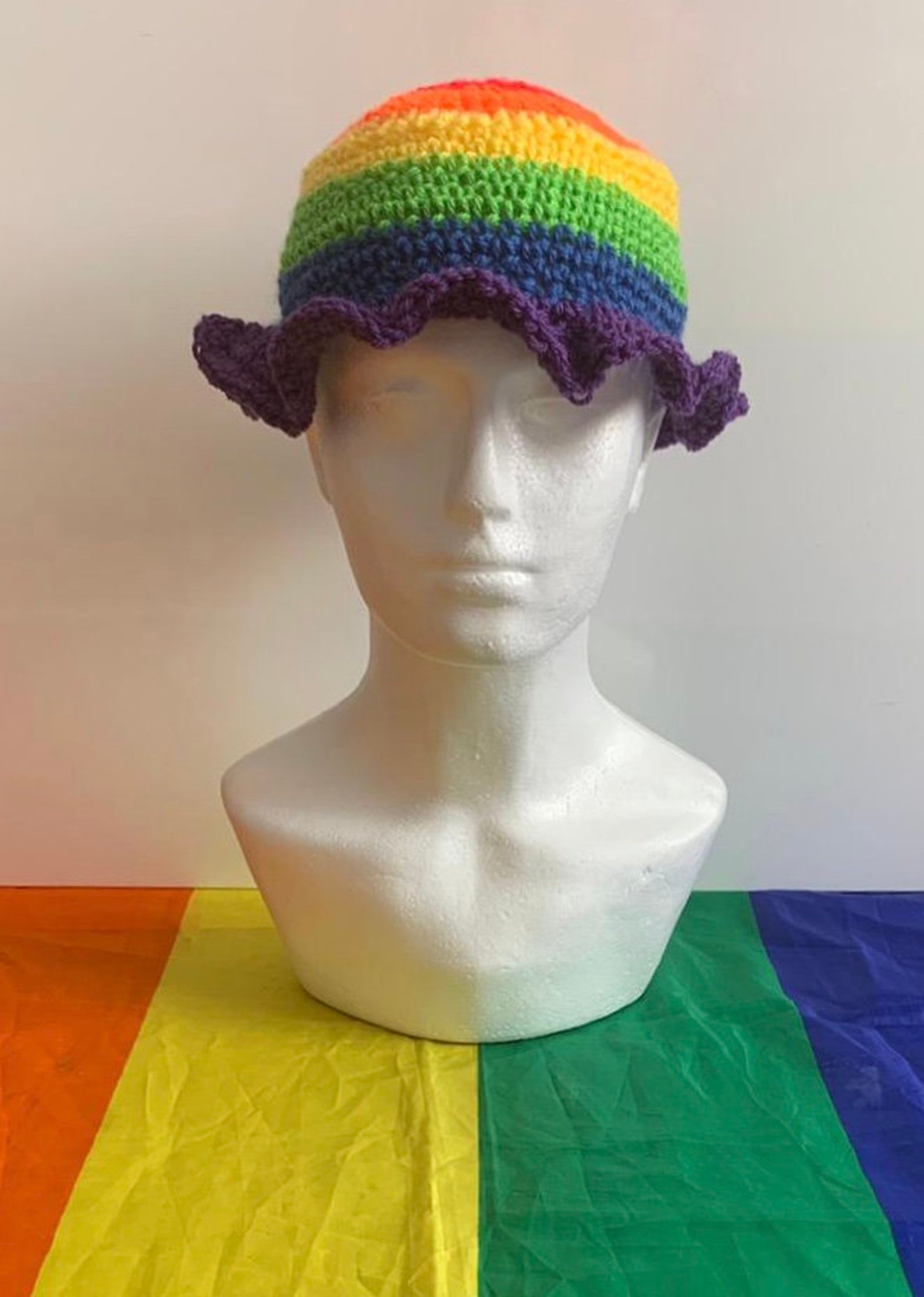 Pride Rainbow Bucket Hat Thick Stripes Pride Rainbow Hat Etsy