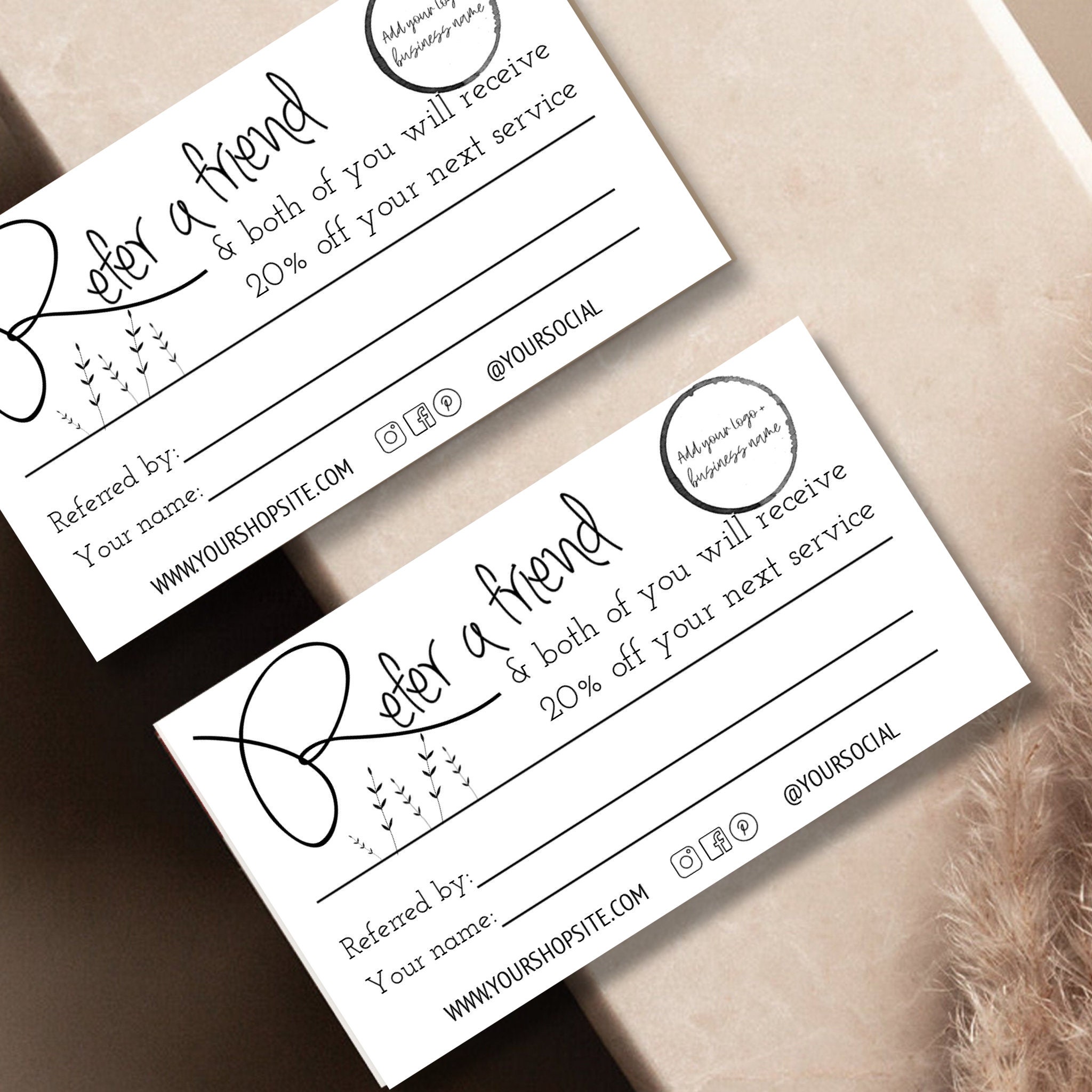 Referral Card Template Refer a Friend Rewards Card Client Etsy Referral Card Template Refer a Friend Rewards Card Client Etsy