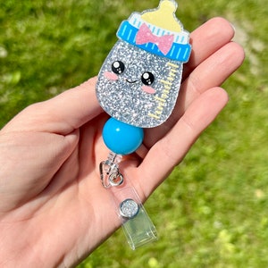 Arbeid en levering/ NICU/ Kinderdagverblijf/ Babyfles/ Glittery/ Pasgeborene/ Badge Reel/ Badgehouder/ Sleutelkaart/ ID-houder