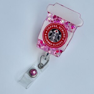 Coffee, Scrubs and Rubber Gloves/ Medical Worker/ Coffee Cup/ Badge Reel/ Badge Holder/ Key Card/ ID Holder