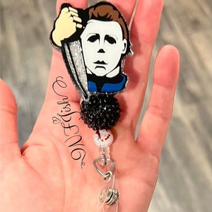 Halloween/ Horror/ Micheal Themed Badge Reel/ ID Holder/ Key Card Holder/ Badge Holder