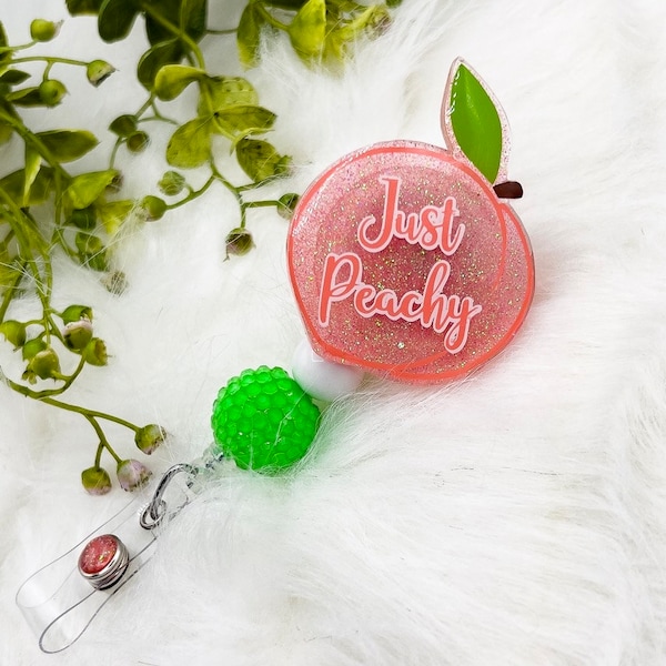 Just Peachy/ Cute Peach Badge Reel, ID Holder, Key Card Holder