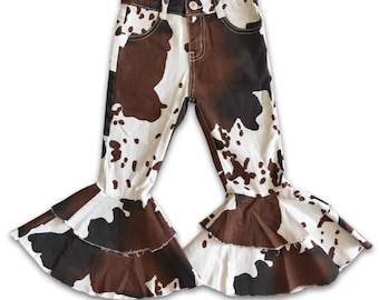 Bell Bottom Jeans, cow print , cow print jeans, rodeo jeans