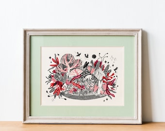 RED MEADOW | art print | wall decoration | illustration |