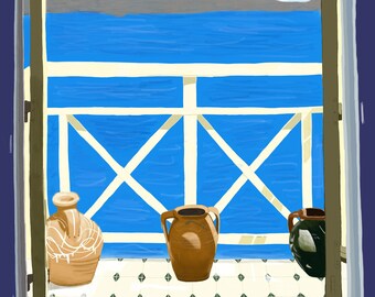 Santorini, Griechenland Landschaft Szene, Sofort Download